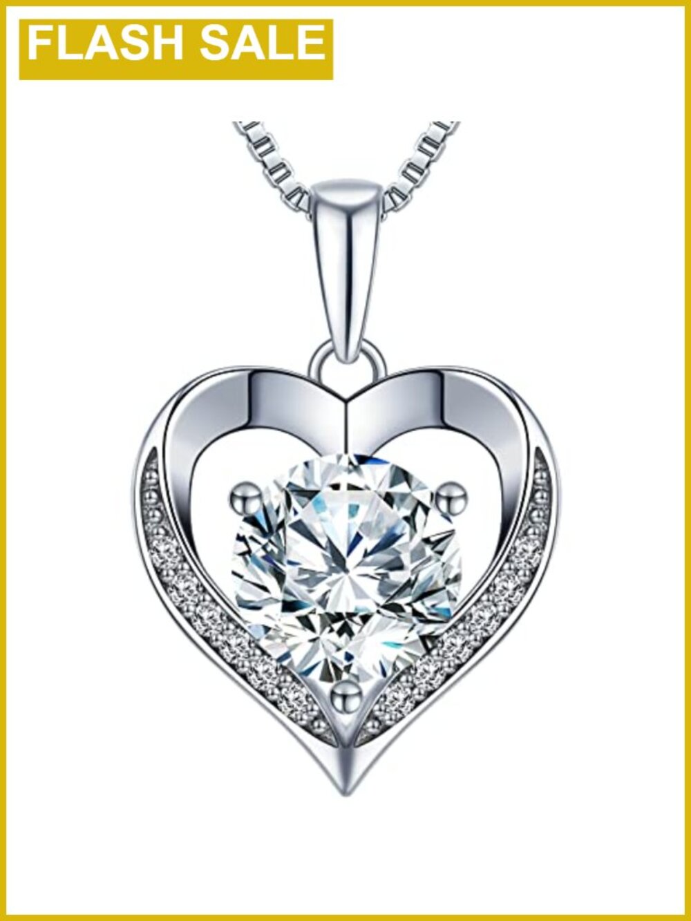 Moissanite Heart Pendant Necklace 925 Sterling Silver I LOVE YOU Engraved